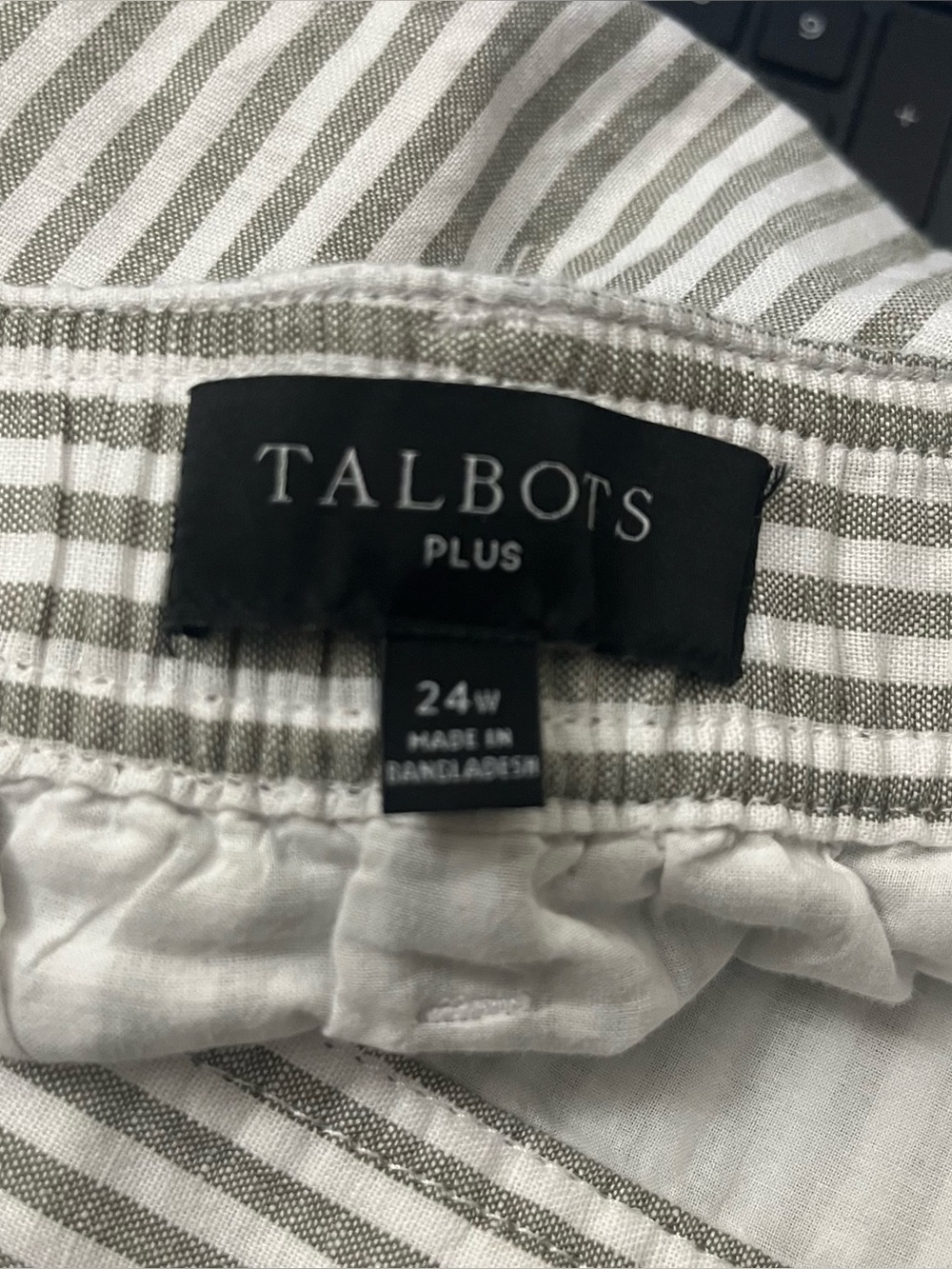 Talbots Plus Linen Cotton Blend Gray White Waist Tie Skirts Size 24W - Picture 2 of 7
